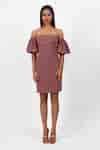 Buy Pink Lurex Sequins Off-shoulder Embroidered Dress For Women by ...