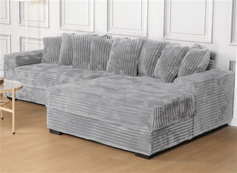 Advwin 110" Oversized L Shaped Sofa with Chaise, Comfy Plush 2-Piece L ...