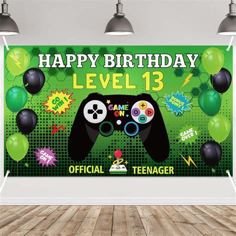 Buy PANTIDE Level 13 Video Game Happy Birthday Backdrop Banner- Level ...