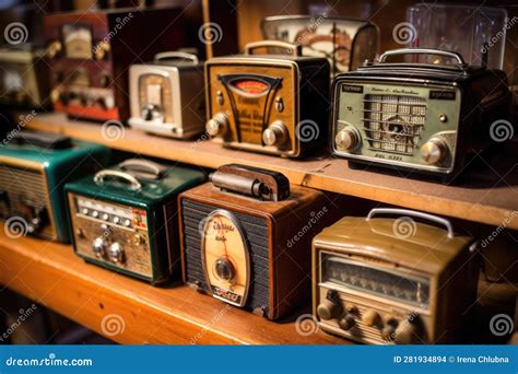 A Variety of Vintage Table Top Retro Radios. Generative AI Stock ...