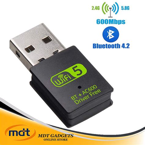 USB WiFi Bluetooth Adapter 600Mbps Dual Band 2.4/5Ghz Wireless External ...