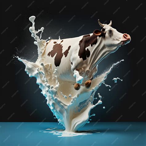 Premium Photo | Ai generated illustration splash of milk with cow