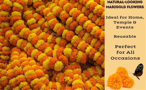Buy CosaCentrum Artificial Marigold Flower Garland for Decoration ...