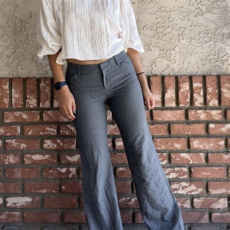 Groovy Wide Leg Low Rise Dress Pants Condition -... - Depop