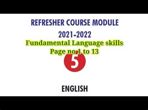 5th English Refresher Course Module Answer Key Fundamental Concepts