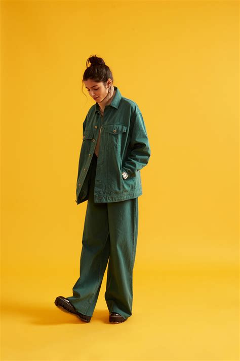 High Rise Flared Twill Pants for Women