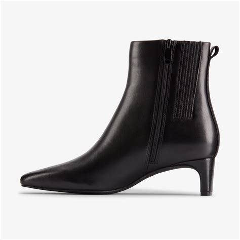 Womens Edina Up Black Leather Ankle Boots | Clarks