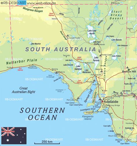 Map of South Australia (State / Section in Australia) | Welt-Atlas.de