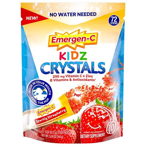 Emergen-C KIDZ Crystals OTG 250 mg Vitamin C Immune Support, Strawberry ...