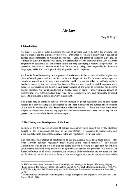 Air Law History: An Overview of Development and Key Cases - Studocu