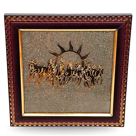 Seven Running Horses Pyrite Frame for Wealth & Protection Vastu Wall A ...