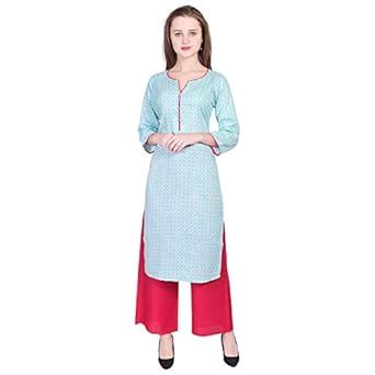 Buy Studio Attire Women's Rayon SkyBlue Printed Straight Kurti ...