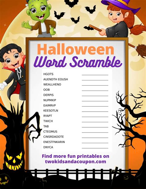 Halloween Word Scramble Printable - Printable Free Templates