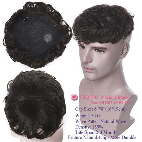 Buy Men's Hairpiece Toupee Hair Replacement System Wig Fine Mono with ...