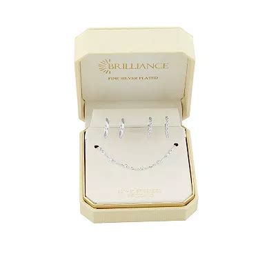 Brilliance 2-Pair Fine Silver-Plated Cubic Zirconia Accent Hoop ...