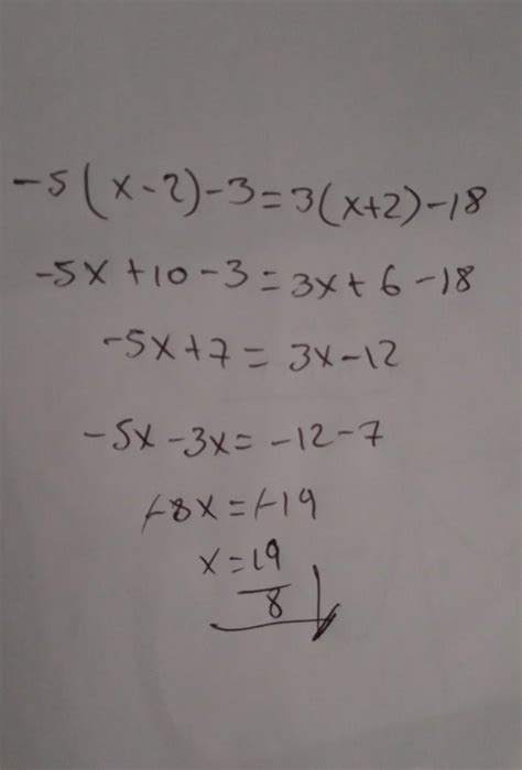 -5.(x-2)-3=3.(x+2)-18= - Brainly.lat