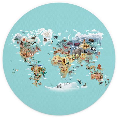 Round wall mural World Map - Braun - non self-adhesive/self-adhesive ...