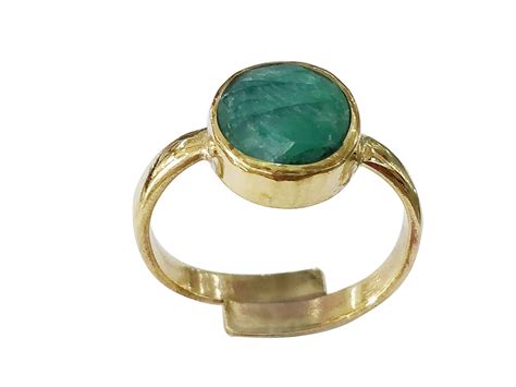 Buy SSJ Green Natural Panna (Emerald) Ashtadhatu Adjustable Ring for ...