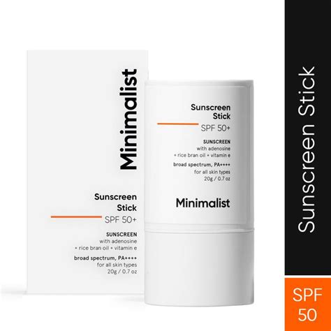 Minimalist Sunscreen - SPF 50 PA++++ Stick with Adenosine, Rice Bran ...