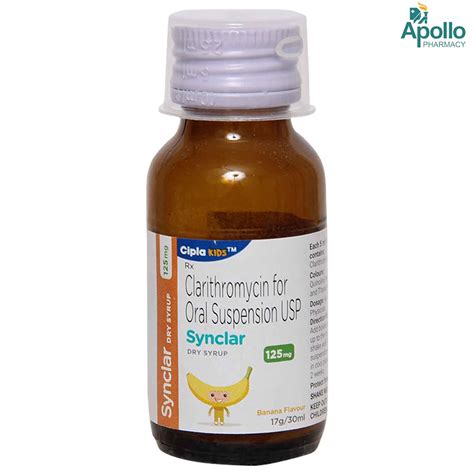 Synclar 125 mg Banana Flavour Dry Syrup 30 ml Price, Uses, Side Effects ...