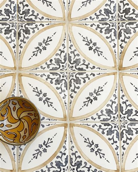 Spanish Style Black and White Tile Flooring
