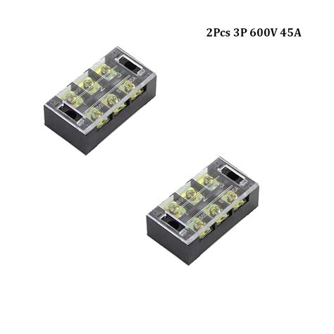 Buy KingBra 2 Pcs 3 Positions Dual Rows 600V 45A Wire Barrier Block ...