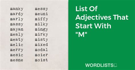 List Of Adjectives That Start With "M"
