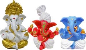 Giftary Pack Of 3 Small Size Ganesh Ji Idol Figure Showpiece For Car ...