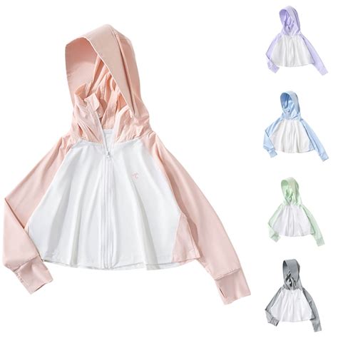 Uxgjfwu Girls Sunscreen Clothes Ice Silk Sunscreen Clothes Hood Jacket ...