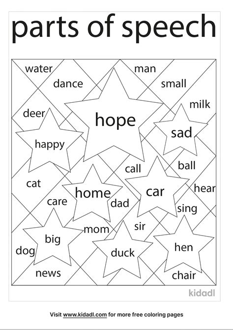 Parts Of Speech Coloring Activity