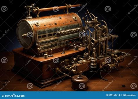 An Old-fashioned Machine, Full of Nostalgia and Historical Significance, is Placed on a Table, a ...
