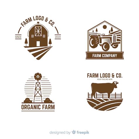 Collection of farm logo flat style | Free Vector