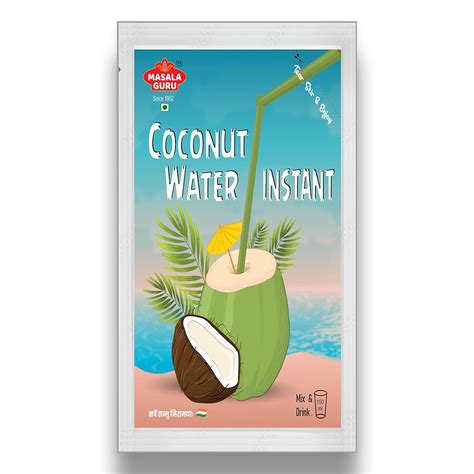 MASALA GURU Coconut Instant Water | Coconut Powder Pack Of 50 Sachets ...
