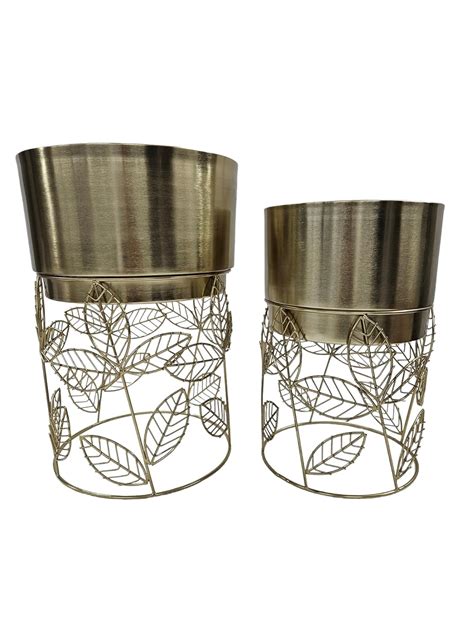 INDIAN DECORMART Metal Pot with Stand for Living Room Home Garden ...