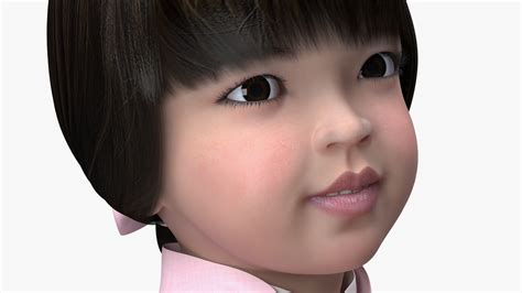 3D Little Chinese Girl in Traditional Clothes Standing | 3D Molier ...