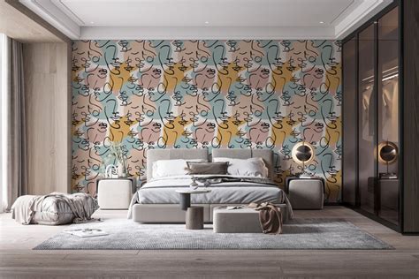 Elevate your Space with Mesmerizing Human Face Line Art Wallpaper!