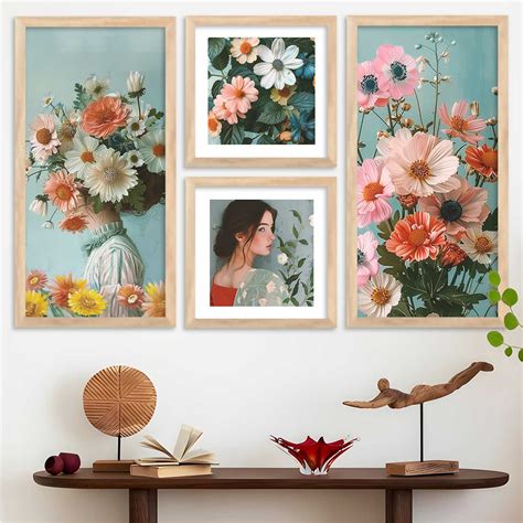 kotart Decorative Modern Big Size Wall Art Print With Frame Floral Pai ...