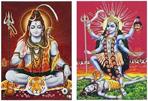 DollsofIndia Shiva and Kali - Set of 2 Glitter Posters - 7.25 x 5.25 ...
