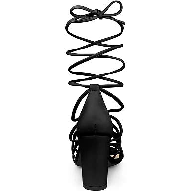 Women's Lace Up Strappy Heel Chunky Heel Sandals