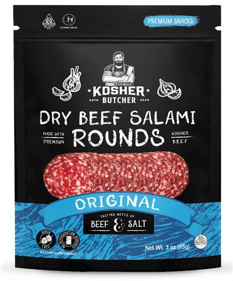 The Kosher Butcher - Dry Beef Salami Rounds 3 oz - Original ...