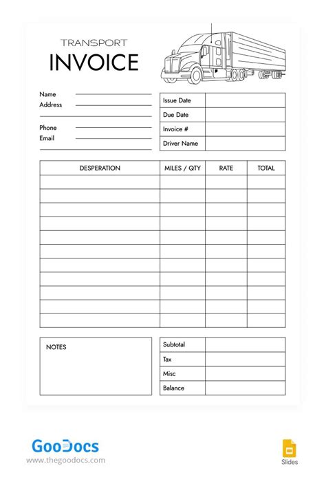 Transportation Invoice Template PDF 的图像结果