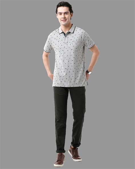 Classic Polo Mens Cotton Half Sleeve Printed Slim Fit Polo Neck Grey C