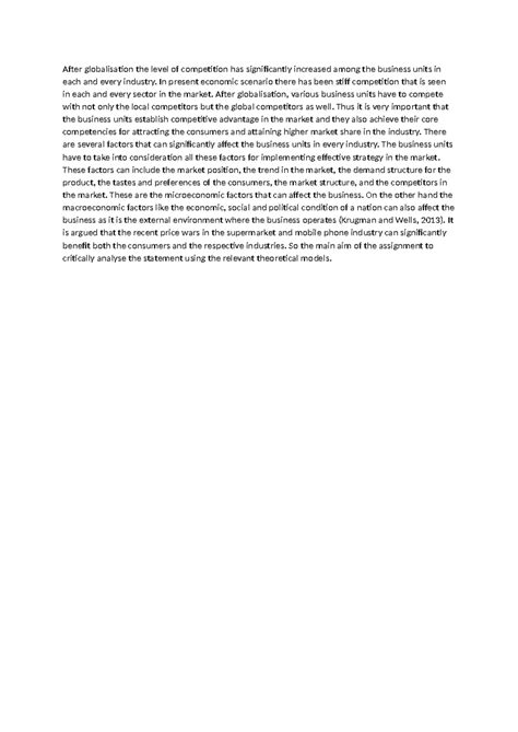 After globalisation the level of competition has significantly ...