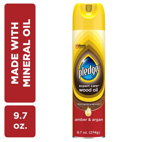 Pledge Spray Furniture Polish, Amber and Argan Scent, 9.7 Ounce ...
