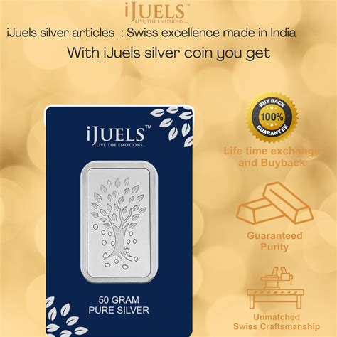 50 Grams 999 Silver BIS Hallmarked 50 Grams Kalpataru Tree Silver Bar/