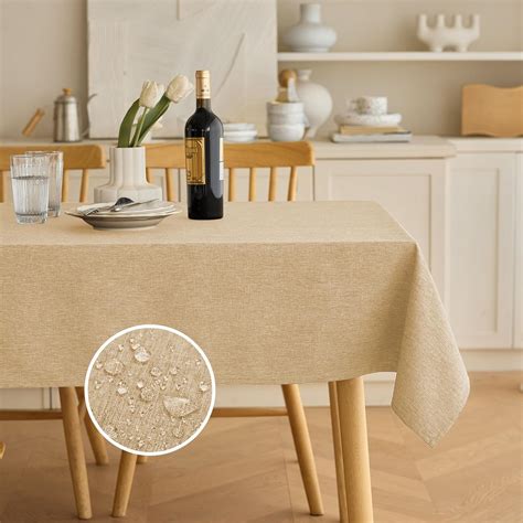 Amazon.com: Decorelia Faux Linen Small Rectangle Tablecloth for Kitchen ...