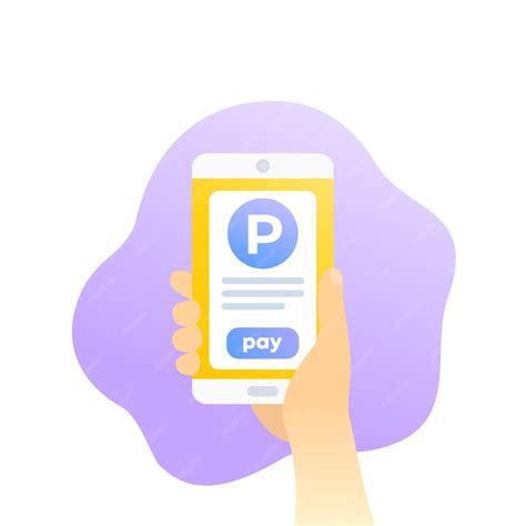 Parking pay with mobile app, phone in hand, vector icon | Premium Vector