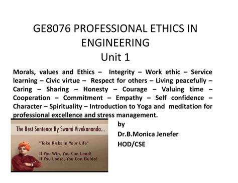 GE8076-Unit I BM - a notes - GE8076 PROFESSIONAL ETHICS IN ENGINEERING ...