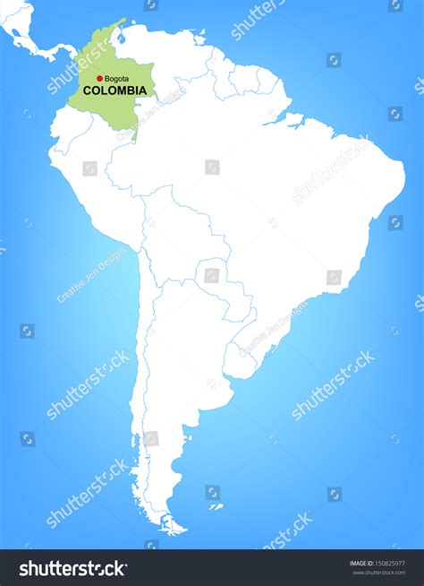Vector Map Of South America Highlighting The Country Of Colombia ...