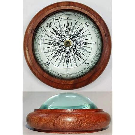 HIGHBIX Half Moon Optical Illusion Desk Paper Weight Compass Wooden ...
